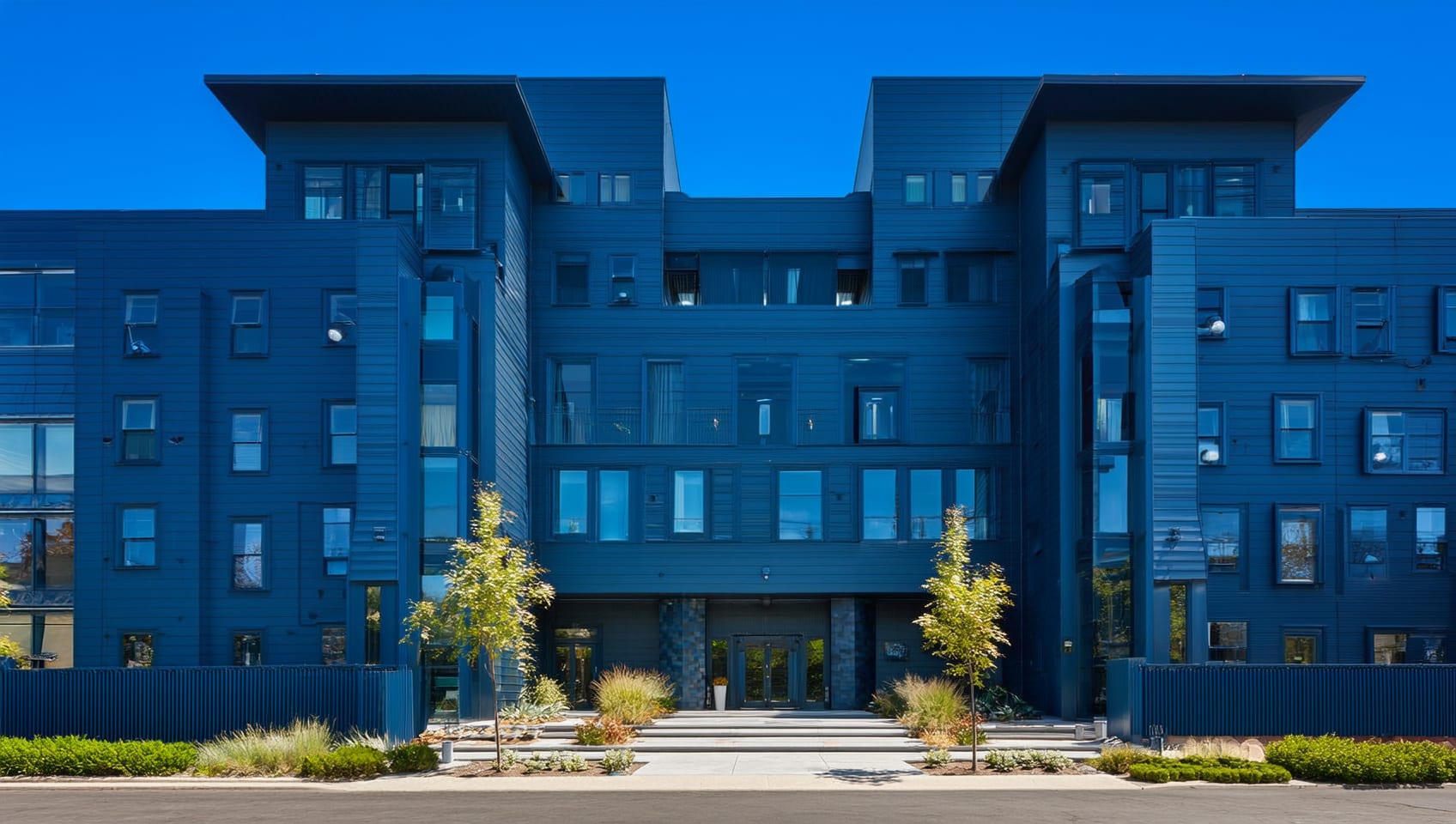 Exterior of a modern multifamily apartment building