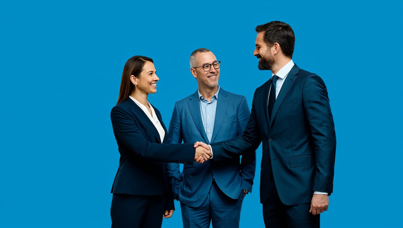 Advisor and client shaking hands after closing a commercial sale