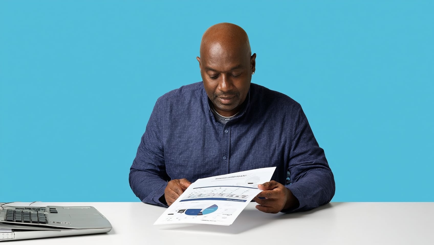 Valuation advisor reviewing a comparable sales report at a bright desk
